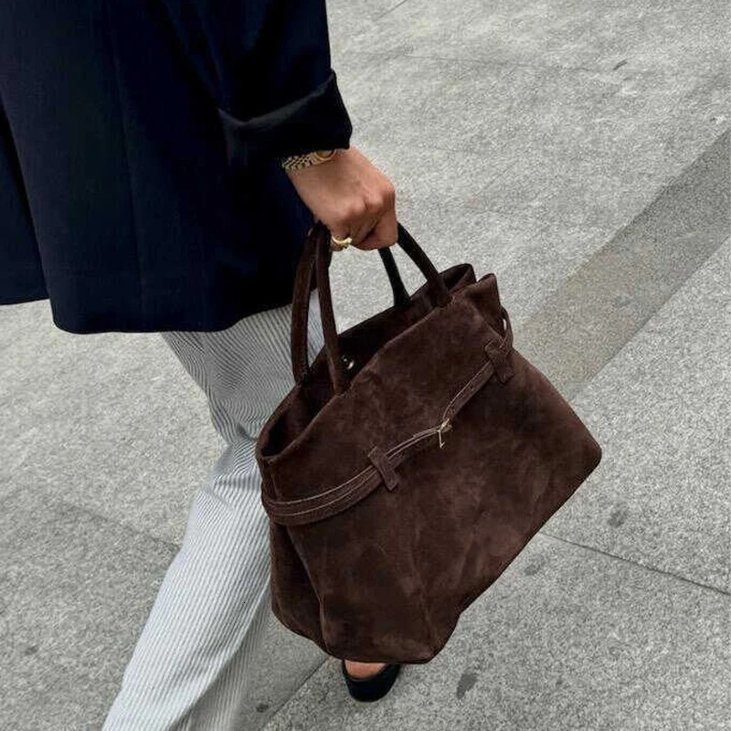 Large Capacity Ladies Handbag Buckle Decorative Faux Suede Hasp Casual Tote Elegant For Women Shoulder Bags 241030 42e7 4