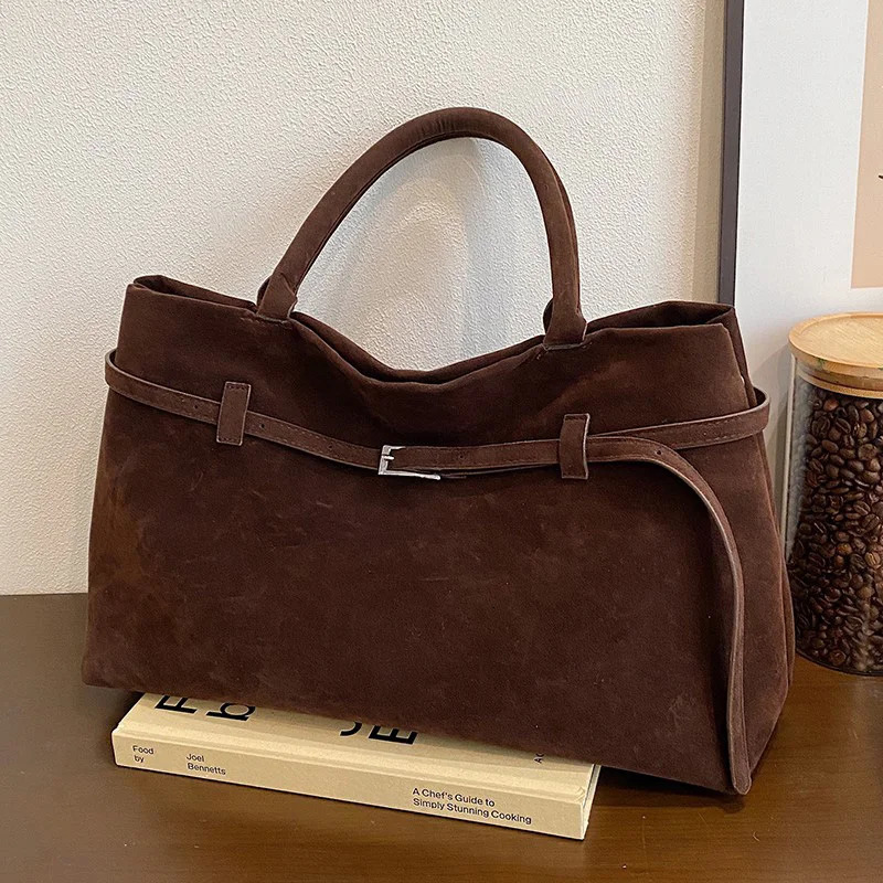 Large Capacity Ladies Handbag Buckle Decorative Faux Suede Hasp Casual Tote Elegant For Women Shoulder Bags 241030 42e7 4