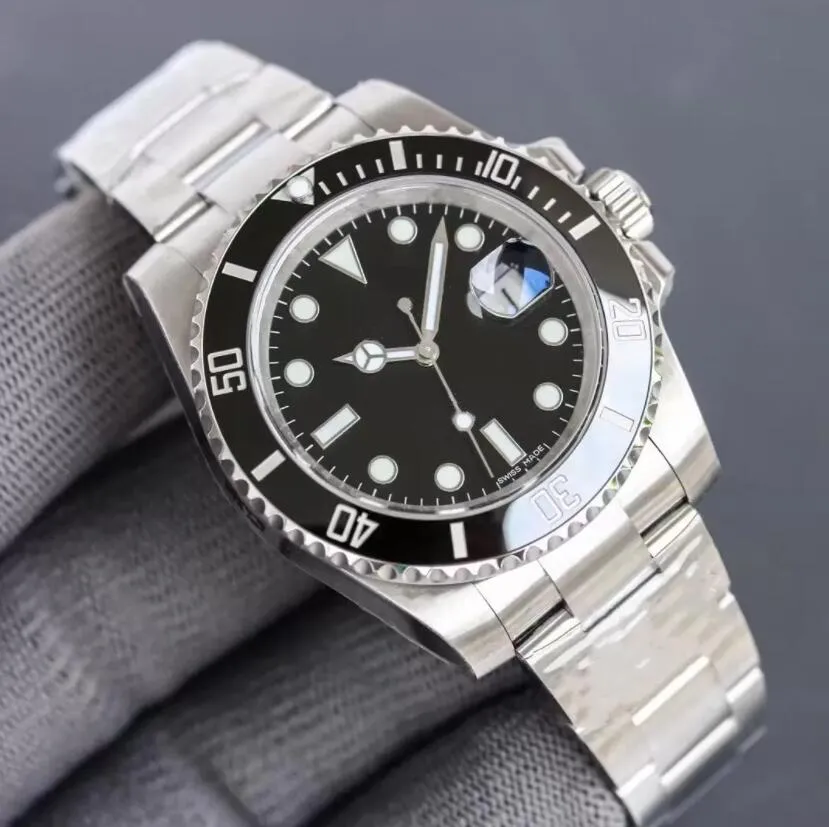 5AMen Watch 41mm Sapphire Glass Gliding Lock Automatic Mechanical Ceramics Green Black Watches Full Stainless Steel Waterproof Swimming