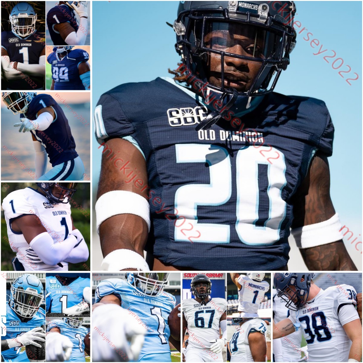 Custom stitched Old Dominion Monarchs Football Jersey Taylor Heinicke Oshane Ximines Lala Davis Ronnie Cameron Travis Fulgham Jonathan Duhart Old Dominion jersey