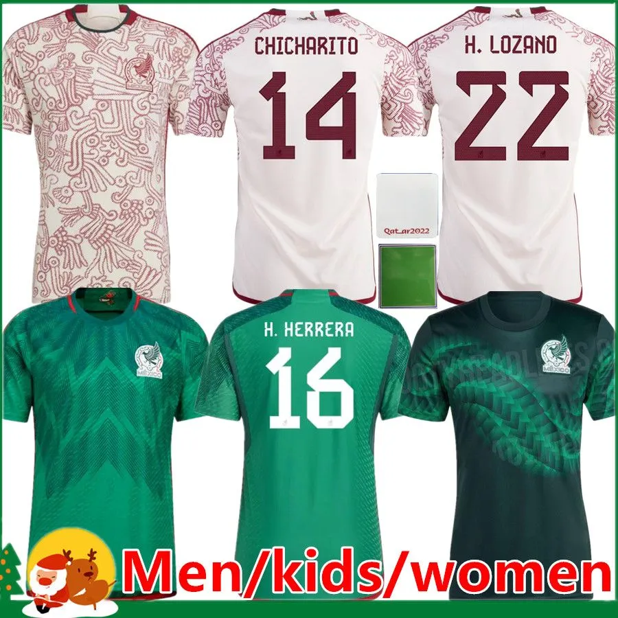 2022 2023 Mexico soccer jersey home away 22 23 RAUL CHICHARITO LOZANO DOS SANTOS football shirt Kids kit women Men sets uniforms Fans player Version football jerseys