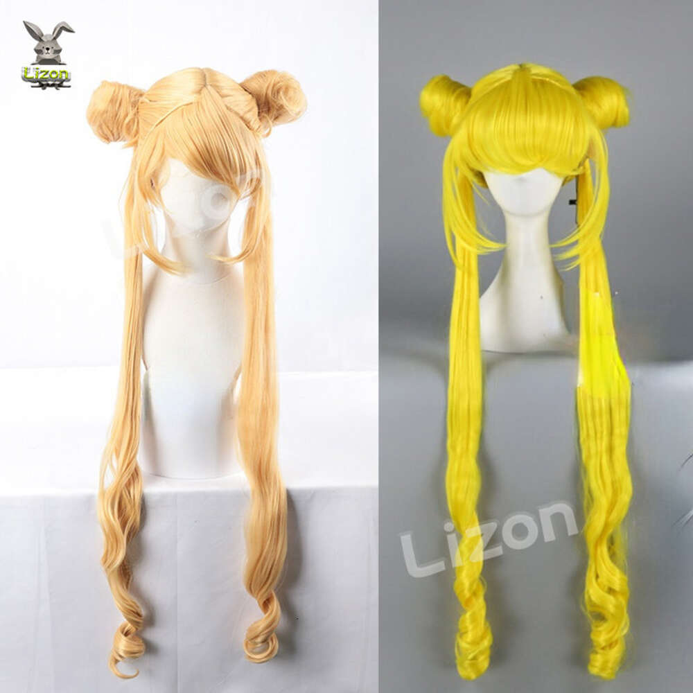 Cosplay anime denizci usagi cosplay peruk altın uzun kıvırcık saç kadın wigcosplay