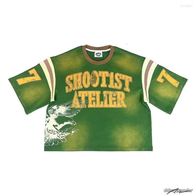 Men's Dress Shirts American Retro Gothic Fashion Summer Casual Hip-Hop Splicing T-Shirt Personalized Street Sports Top