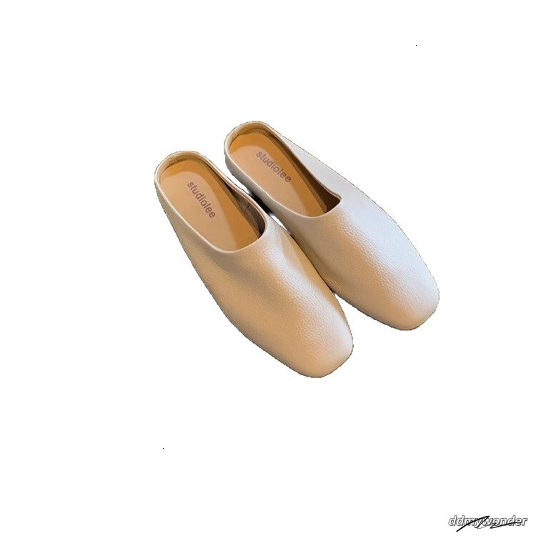 The 2025 New Style Of Cowhide Women's Closed Designer Beach Sandals Half For Outdoor Wear Fairy-Like Flat Slippers On Mules ddmywonder ddmywonder