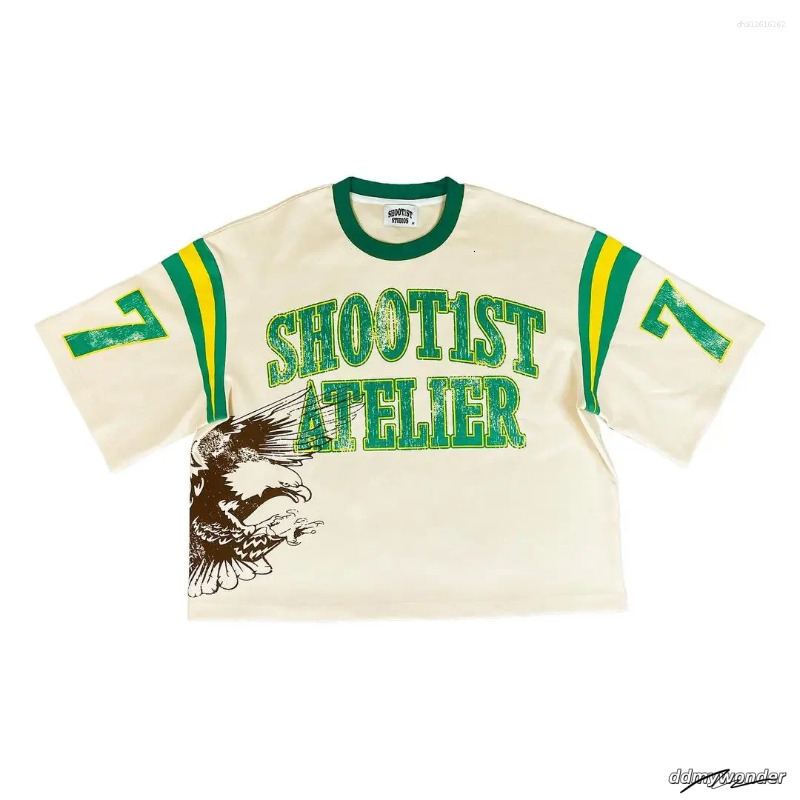Men's Dress Shirts American Retro Gothic Fashion Summer Casual Hip-Hop Splicing T-Shirt Personalized Street Sports Top