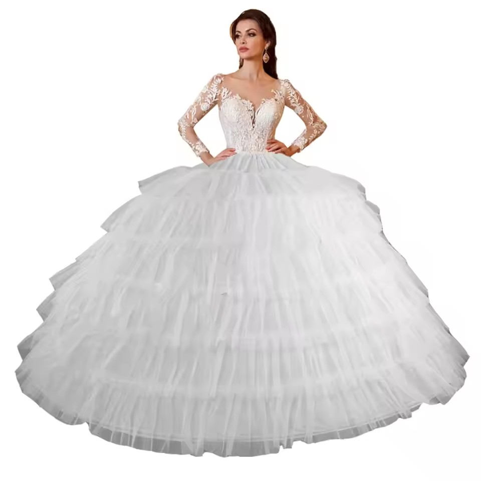 Fluffy 6 Hoop Black White Long Petticoat Wedding Ball Gown Quinceanera Dress Underskirt Skirt Half Slips Crinoline Bridal Accessories Lg0359 Youmaidre