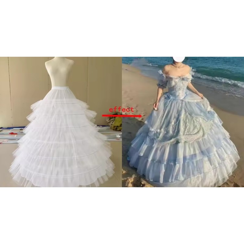 Fluffy 6 Hoop Black White Long Petticoat Wedding Ball Gown Quinceanera Dress Underskirt Skirt Half Slips Crinoline Bridal Accessories Lg0359 Youmaidre