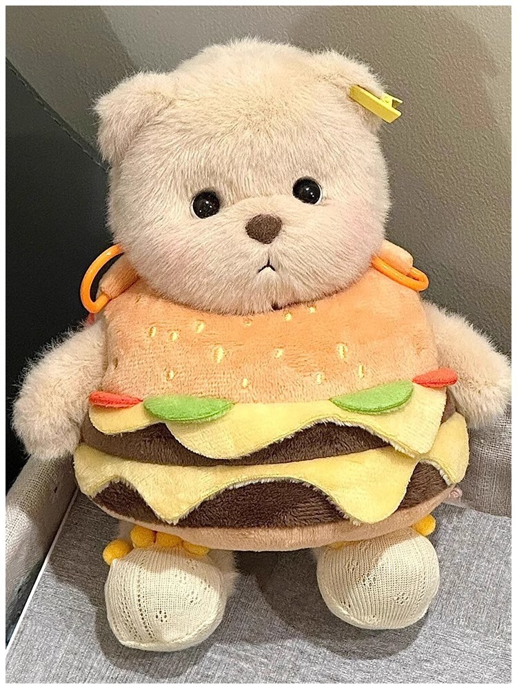 2025 Autumn New Women s Shoulder Bag Cartoon Plush Burger women bag s Potato Chip Bear Plush Bag Plush Shoulder Bag Women s Crossbody Bag Autumn New D
