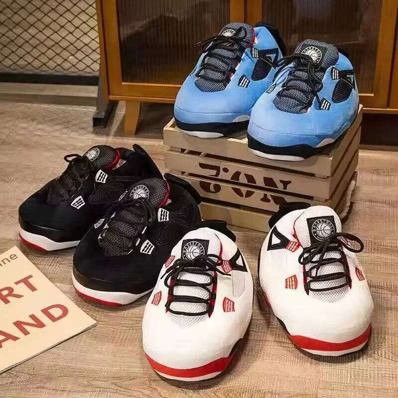 Women Men Winter Cotton Shoes Cute Cartoon Animal Warm Home Plush Shoes Woman Male Foam Sneakers Bread Fat Slippers