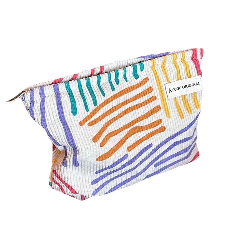 2025 autumn new corduroy color block striped simple makeup bag elegant niche design lightweight travel skincare storage bag wash bag bag designer hand