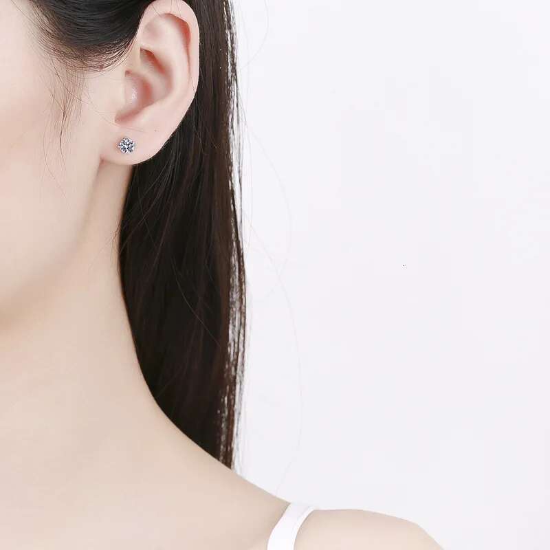 GRA Moissanite S Sterg Sier Earring For Women Gold Plated Ear Studs Pass Dia Tester Pen With 2 Certificates
