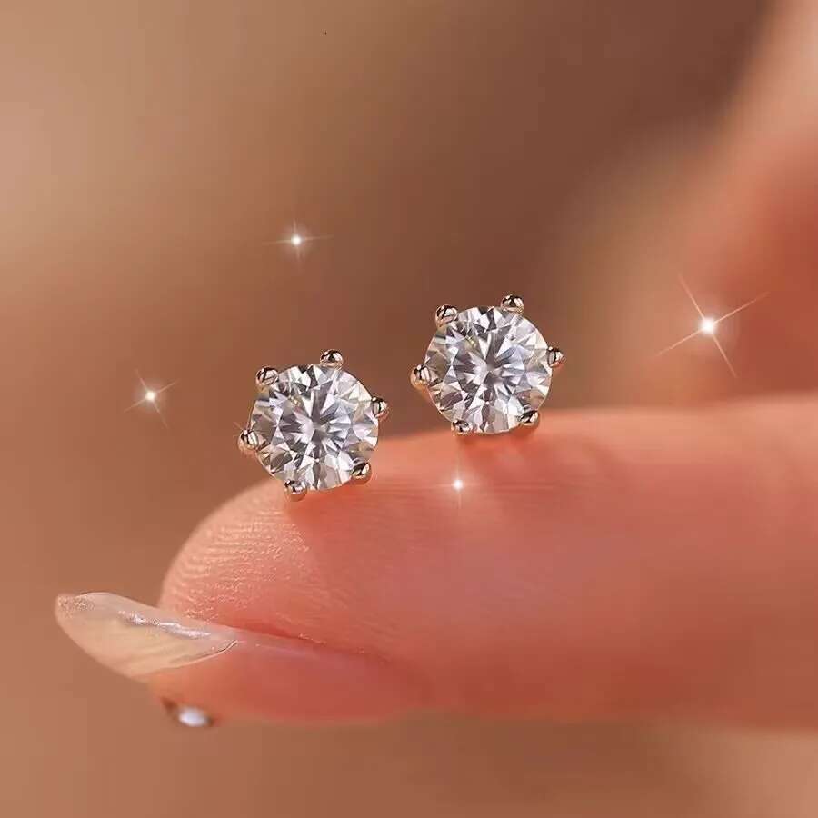 GRA Moissanite S Sterg Sier Earring For Women Gold Plated Ear Studs Pass Dia Tester Pen With 2 Certificates