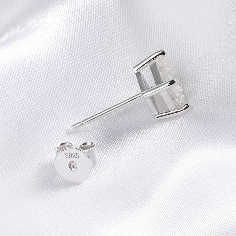 Smyoue Princess Cut 0.4-5CT Moissanite Stud Earrings for Women Men VVS Simulated Dia Ear Studs Sterg Sier Jewelry