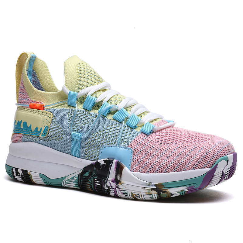 Couple Sports Explosion Models Fly Woven Air Mesh Breathable Bas ketball Court Non-slip Rubber Flat Shoes ati llas