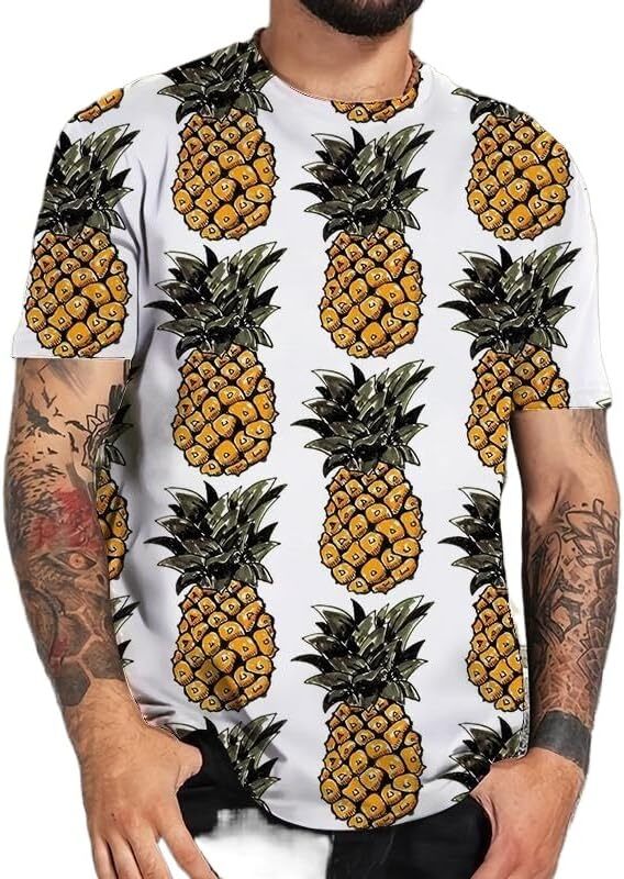 Mens T shirt Summer Pineapple 3D T-Shirt Street Fashion Fruit Print Short Sleeve Casual Cool T-Shirt tee Casual tops summer clothes