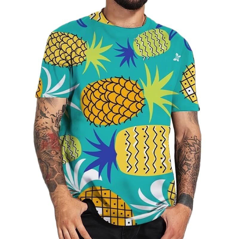 Mens T shirt Summer Pineapple 3D T-Shirt Street Fashion Fruit Print Short Sleeve Casual Cool T-Shirt tee Casual tops summer clothes