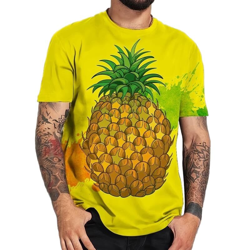 Mens T shirt Summer Pineapple 3D T-Shirt Street Fashion Fruit Print Short Sleeve Casual Cool T-Shirt tee Casual tops summer clothes