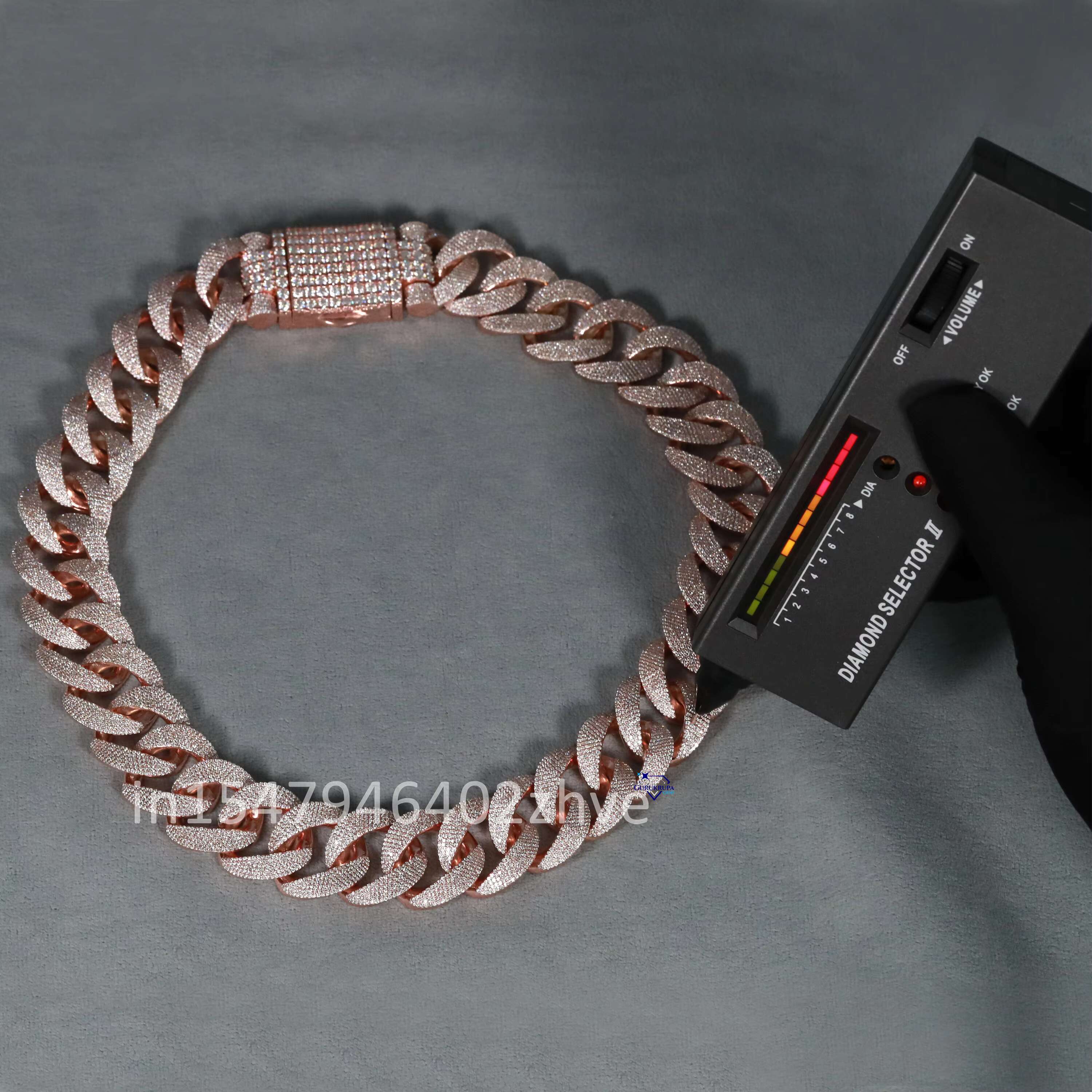 Trendy Sterg Sier Round Cut Lab Grown Dia Necklace Exclusive Frill Hip Hop Cuban Chain Enhanced VVS Clarity Men