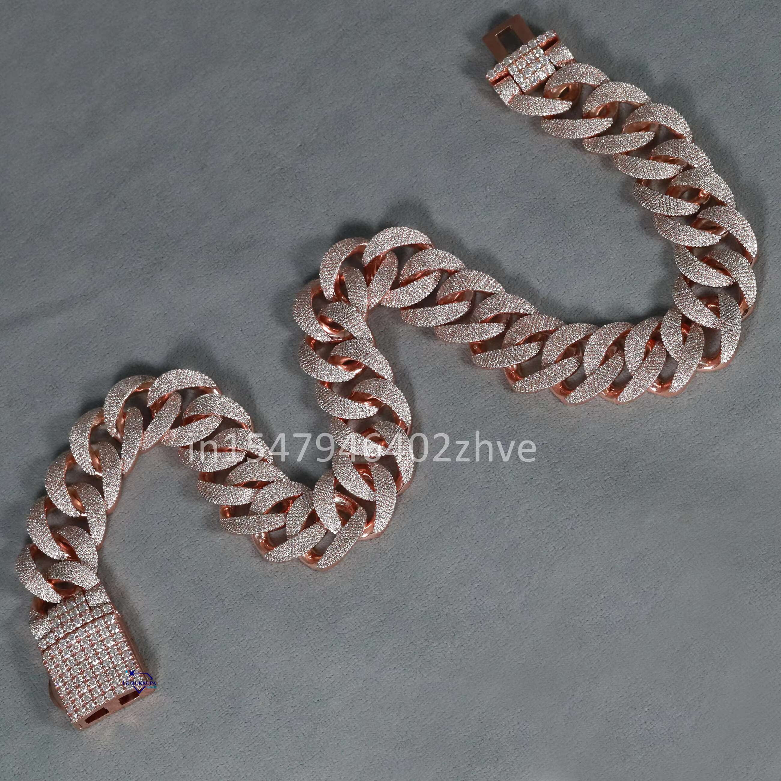 Trendy Sterg Sier Round Cut Lab Grown Dia Necklace Exclusive Frill Hip Hop Cuban Chain Enhanced VVS Clarity Men