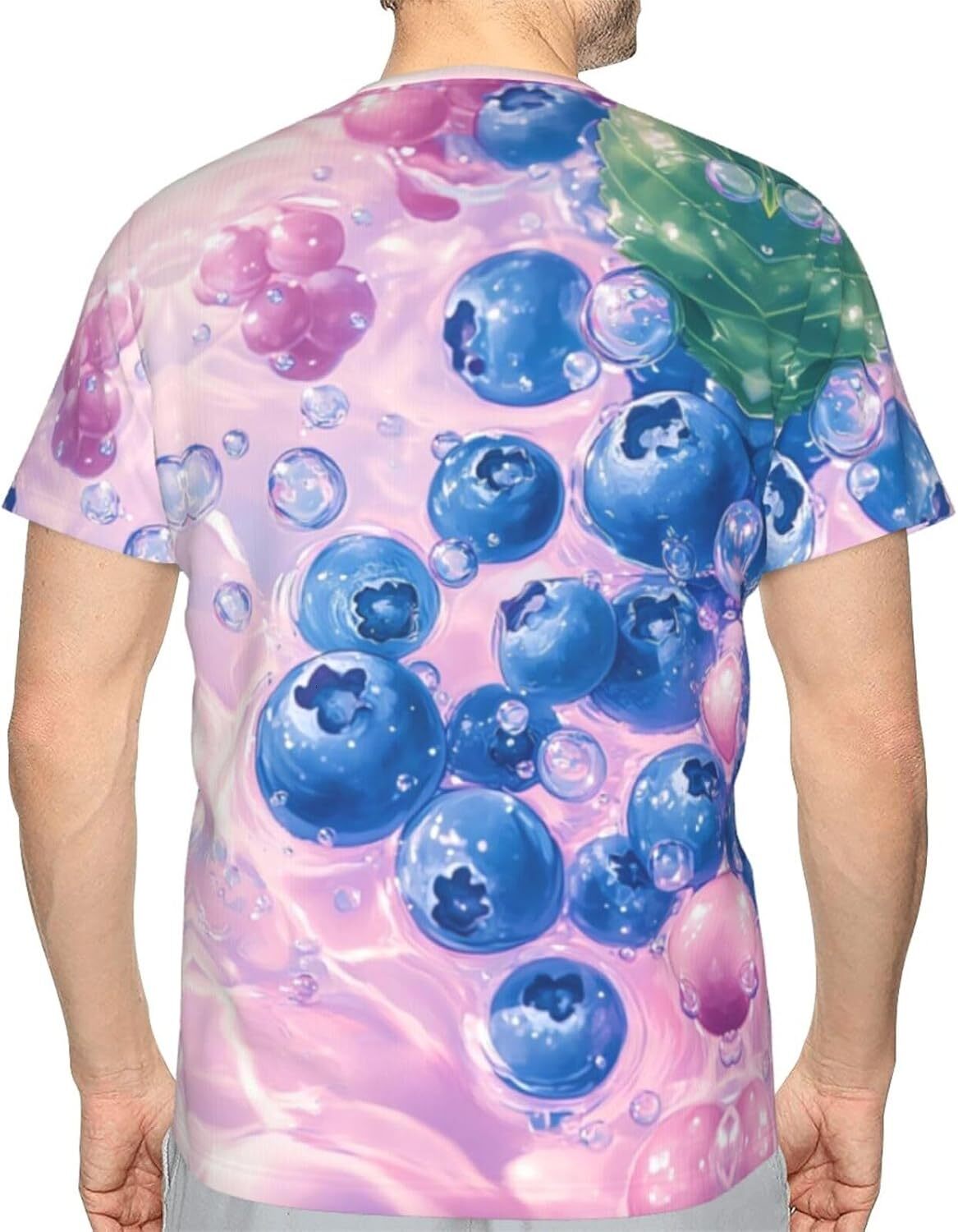 Mens T shirt Fruit Blueberry 3D Graphic T-Shirt for Men and Women - Blueberry Painting Trendy Casual Soft Comfort Crew Neck Tee tee Casual tops summer