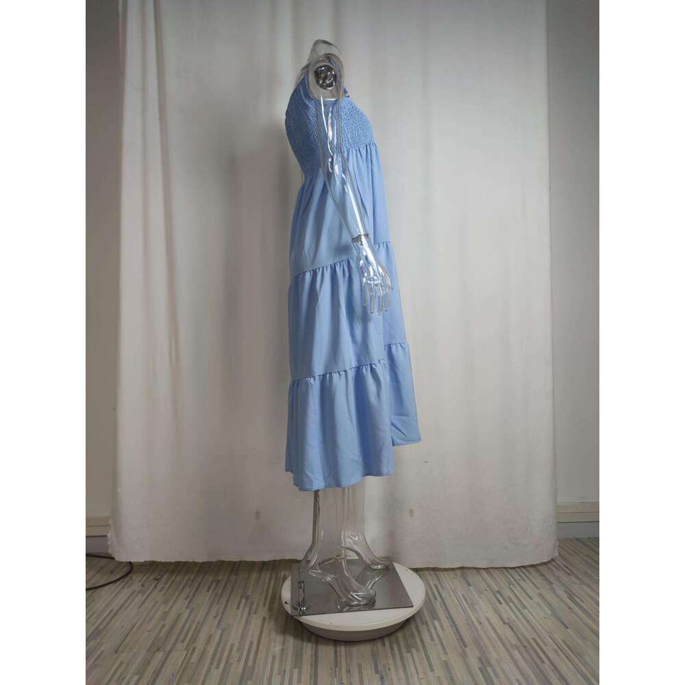 Summer New Women's Solid Color Strapless Waist Cinched Ruffle Edge Camisole Dress For Women 661 KLMY