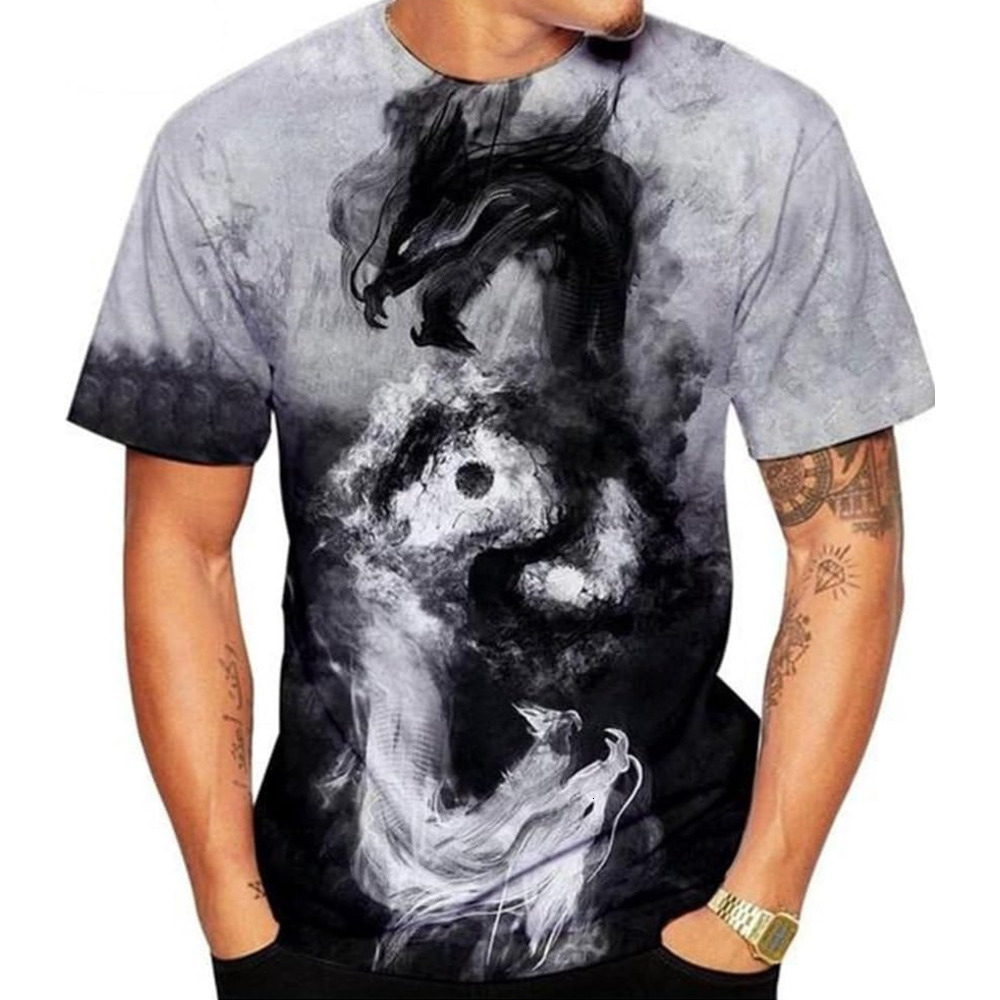 Mens T shirt Gossip Taiji 3D Printing Men's T-Shirt Men's Street Cool Short Sleeve tee Casual tops summer clothes
