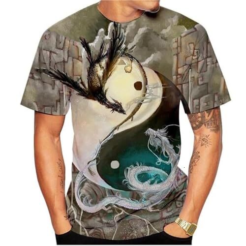 Mens T shirt Gossip Taiji 3D Printing Men's T-Shirt Men's Street Cool Short Sleeve tee Casual tops summer clothes