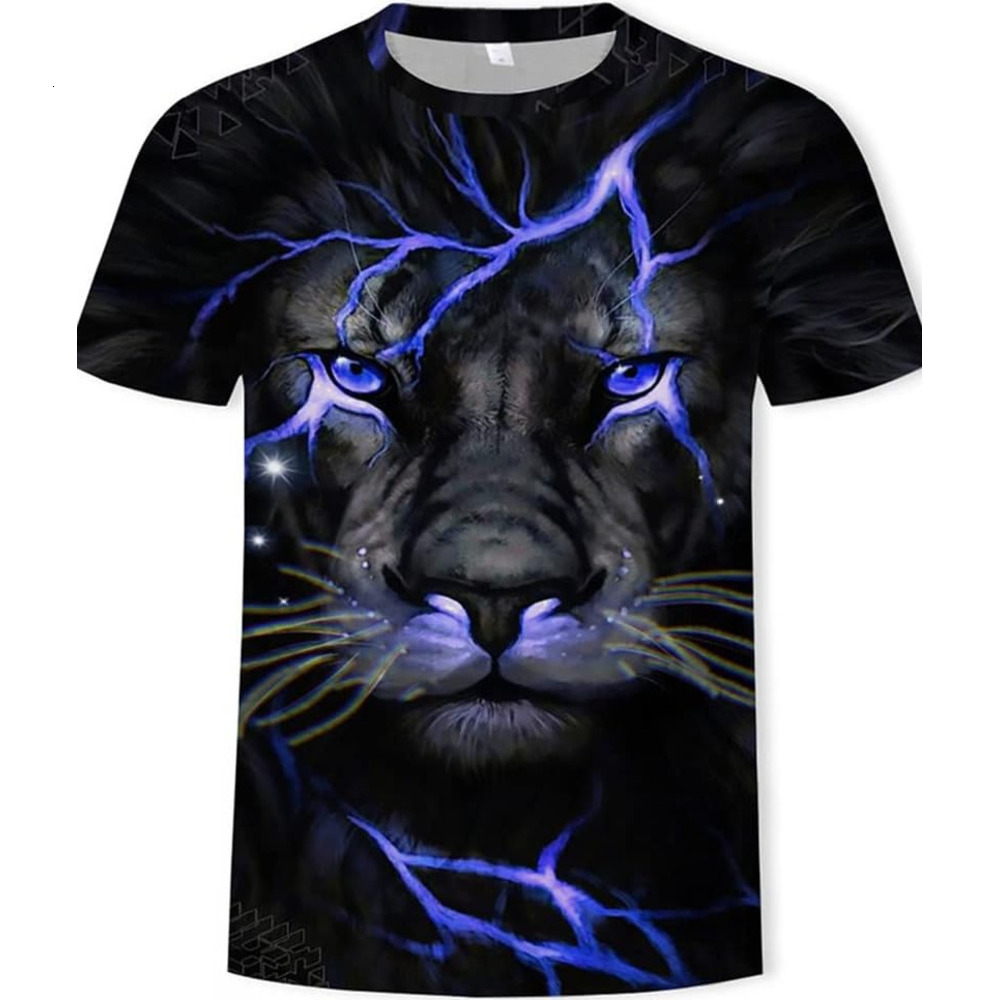 Mens T shirt Men's Summer Casual Tattoo Short Sleeve, Viking 3D Digital Print Lion Head Pattern tee Casual tops summer clothes cool