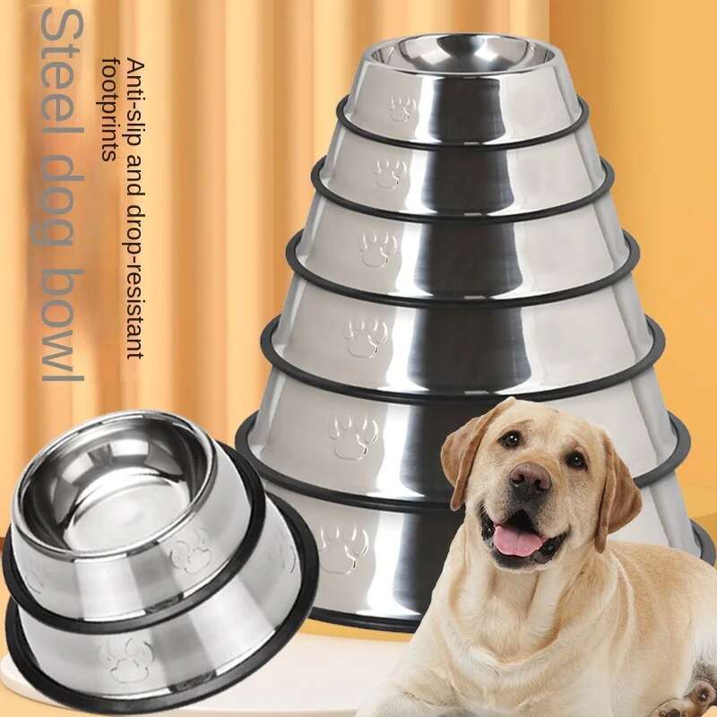 Dog Supplies Anti-Knock Cat Thickened Bowl Stainless Steel Pet Basin