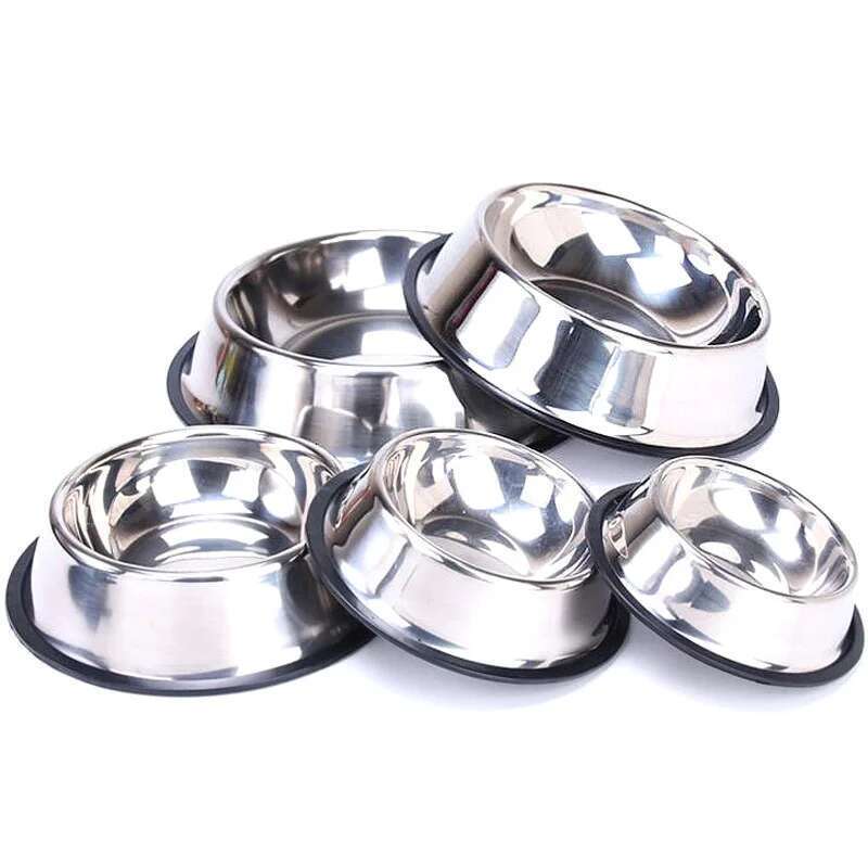 Dog Supplies Anti-Knock Cat Thickened Bowl Stainless Steel Pet Basin