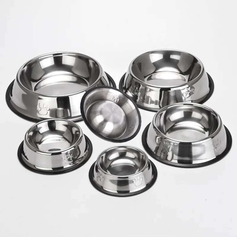 Dog Supplies Anti-Knock Cat Thickened Bowl Stainless Steel Pet Basin