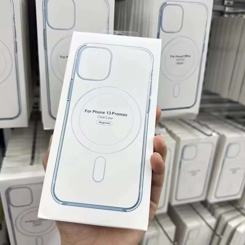 Shockproof Clear Transparent Phone Case for iPhone 12 13 14 15 Pro Max Wireless Charging Magnetic Back Cover Funda