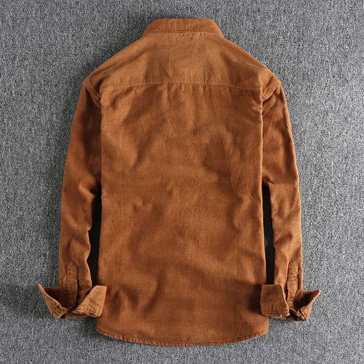 Vintage Washed Corduroy Long-Sleeved Men's Simple And Loose-Fitting Winter Thick-Style Shirt Coat