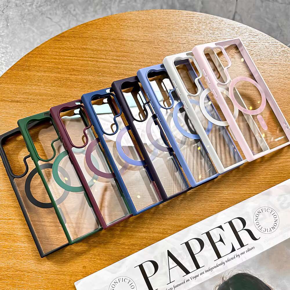 Shockproof Transparent Phone Case for Samsung S24 S23 S22 Ultra Plus Magnetic Cellphone Mobile Shell Coque Cover