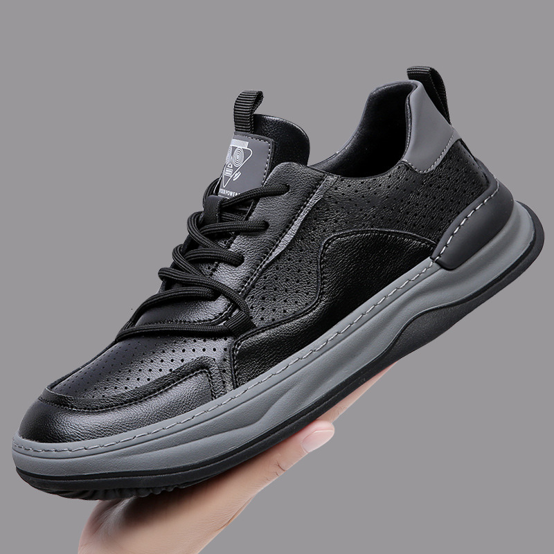 2025 With Box Designer fashionable casual shoes European station leather men's shoes thick sole breathable hollow casual hole men's spring n