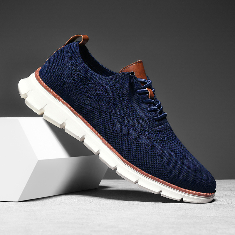 Cross border plus size 48 British Block casual men's shoes, fashionable and trendy fly woven surface, breathable and lightweight sports loafers