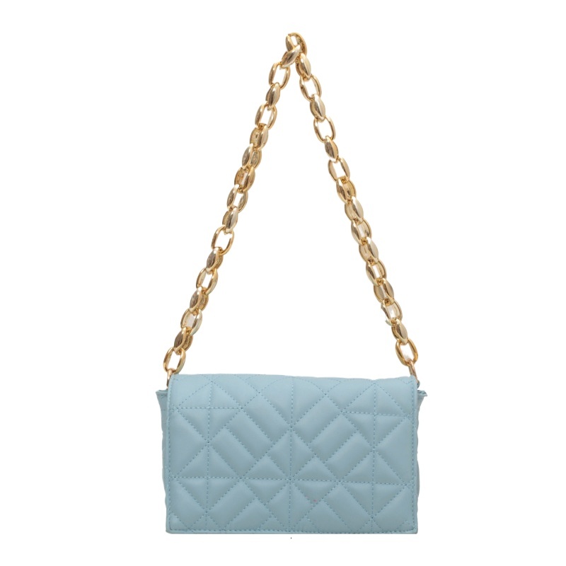 Fashion Plaid Shoulder Bag Thick Chain Underarm Bags For Women Brand Designer Handbags And Purses Ladies Crossbody Shoulder Bags