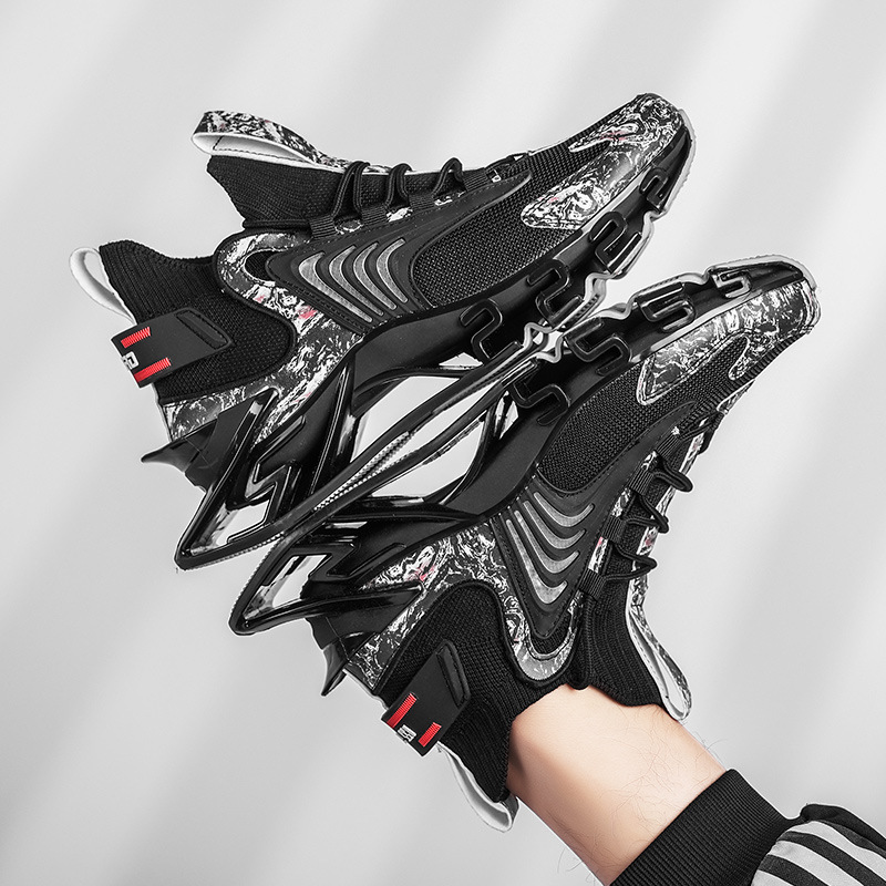 Spring Flyknit Men's Shoes Large Blade Bottom Dad Shoes Height Boosting Air Cushion Leisure Flyknit Breathable Sports Shoes Men's Shoes