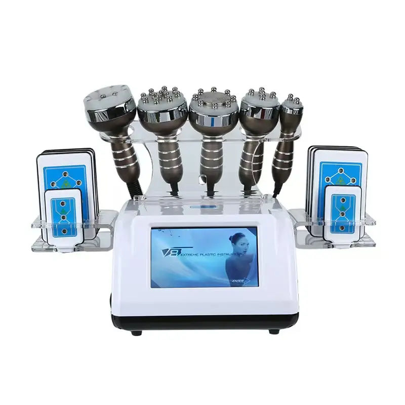 High Quality 6 in 1 Weight Loss Body Slimming Face Lift Skin Tighten Body Shaper Vacuum + RF + Cavitation + Lipolaser Lymphatic Drainage Body Massage 