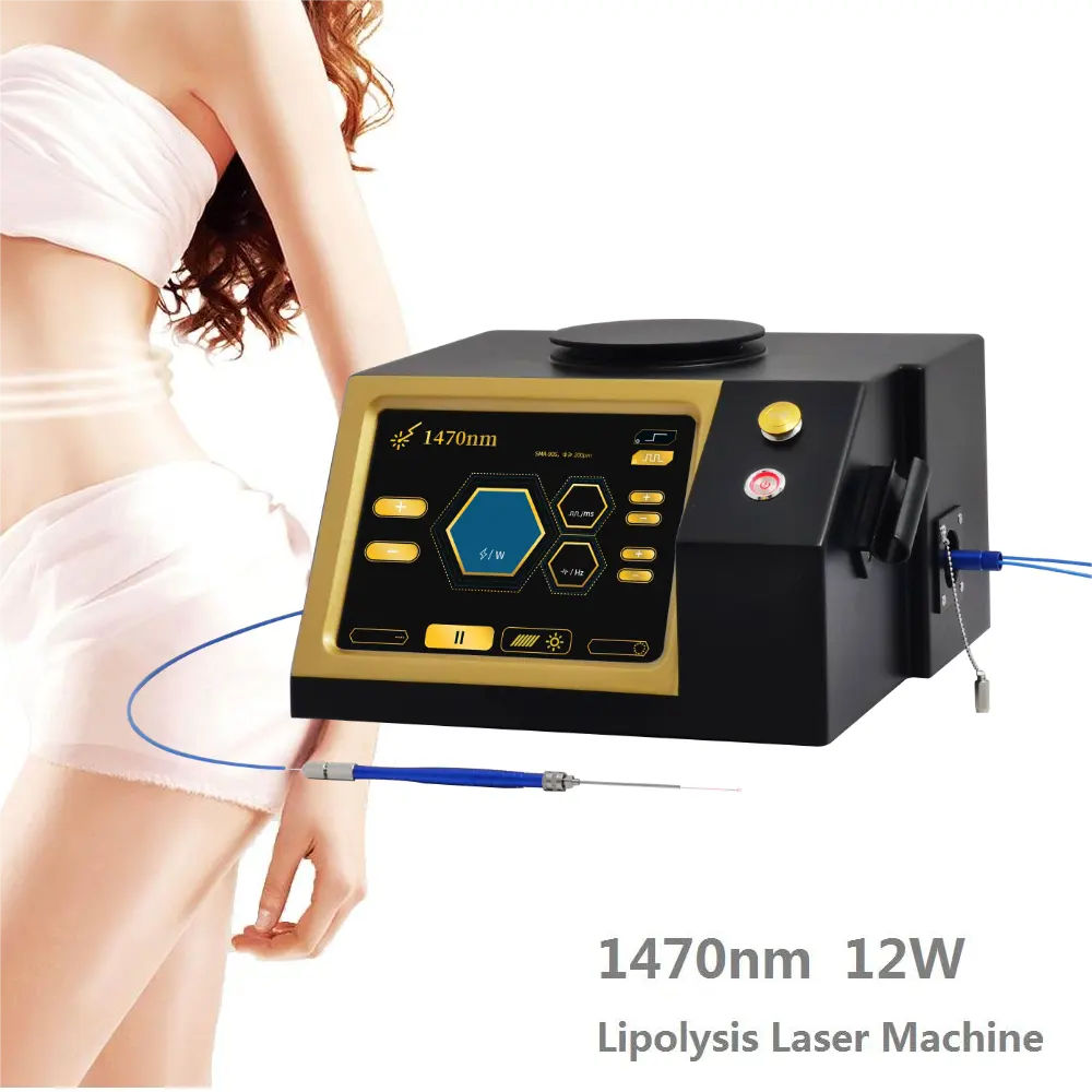 New Upgrade 1470Nm Diode Laser Lipolysis Liposuction Weight Loss Fat Removal Face Contouring 12W Endolaser Optic Fiber Coupling Beauty device