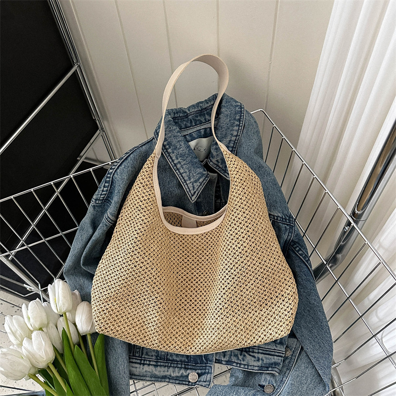 Free Delivery Designer Bag Internet Celebrity Korean Ins Tote Straw Woven Large Capacity Underarm Shoulder Beach For Women Luxury Bag