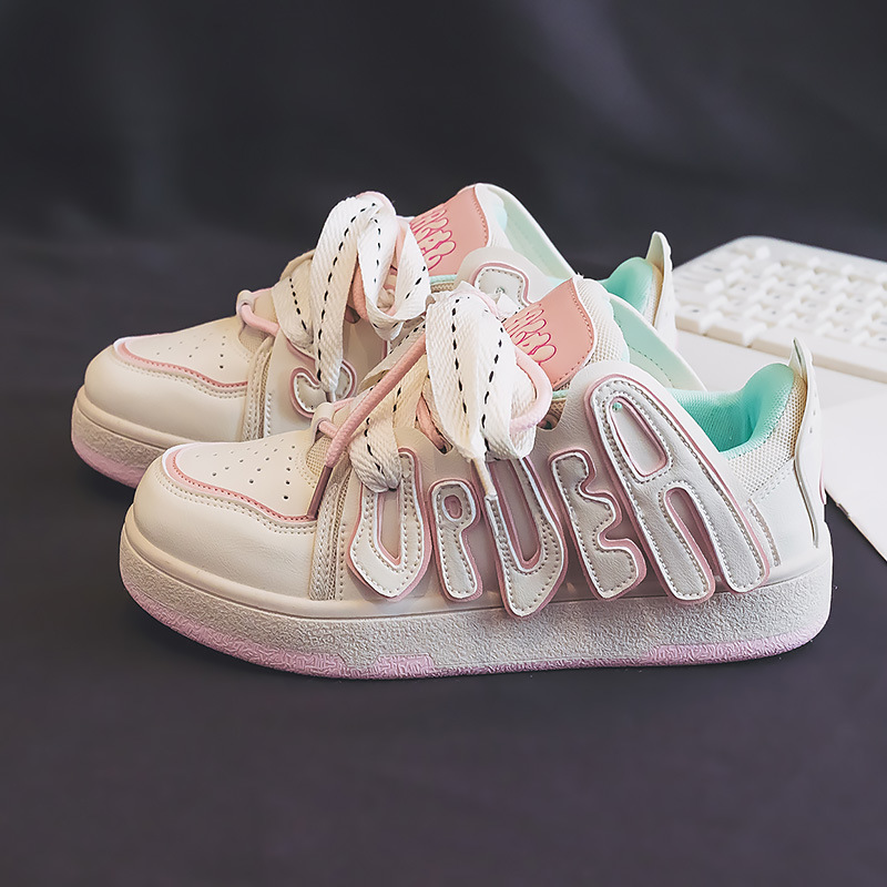 Designer casual shoes Cherry Blossom Pink White Sneakers for Women 2025 New Versatile Casual Women's Niche Thick-Soled Bread Ins Trend Shoes