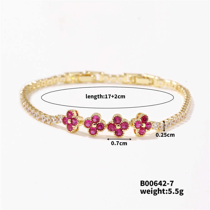 New Hot Luxury Jewelry Designer Bracelet For Women Single Row Tennis Bracelet Colorful Full Diamond Bracelet Zircon Four-Leaf Clover Bracelet Lucky Fl