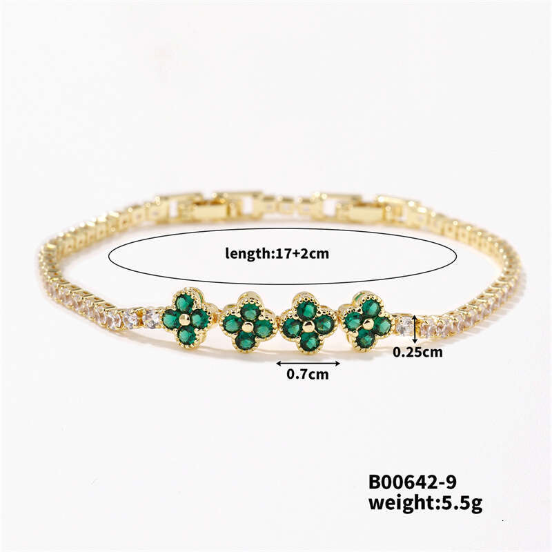New Hot Luxury Jewelry Designer Bracelet For Women Single Row Tennis Bracelet Colorful Full Diamond Bracelet Zircon Four-Leaf Clover Bracelet Lucky Fl