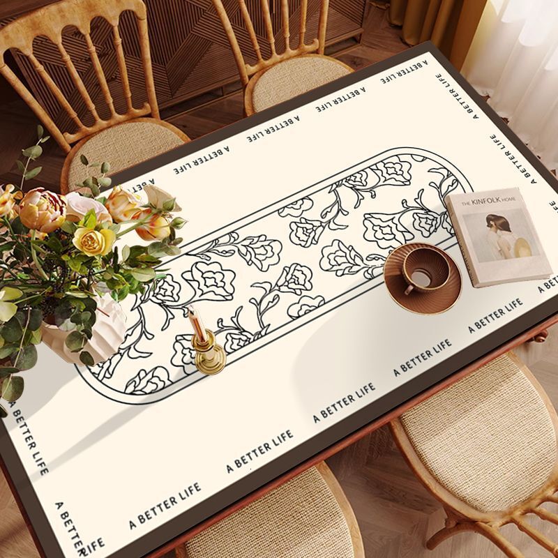 Light French High-End Dining Table Mat Waterproof Oil-Proof Wash-Free Heat-Resistant Leather Vintage Style Tablecloth Protector designer luxcury - view 5