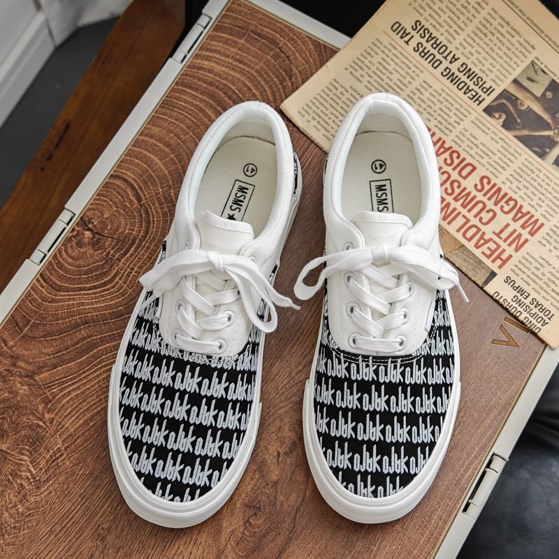 2025 Spring Breathable Canvas Shoes Korean Edition Versatile Harajuku Color blocked New Trendy Low cut Board Shoes