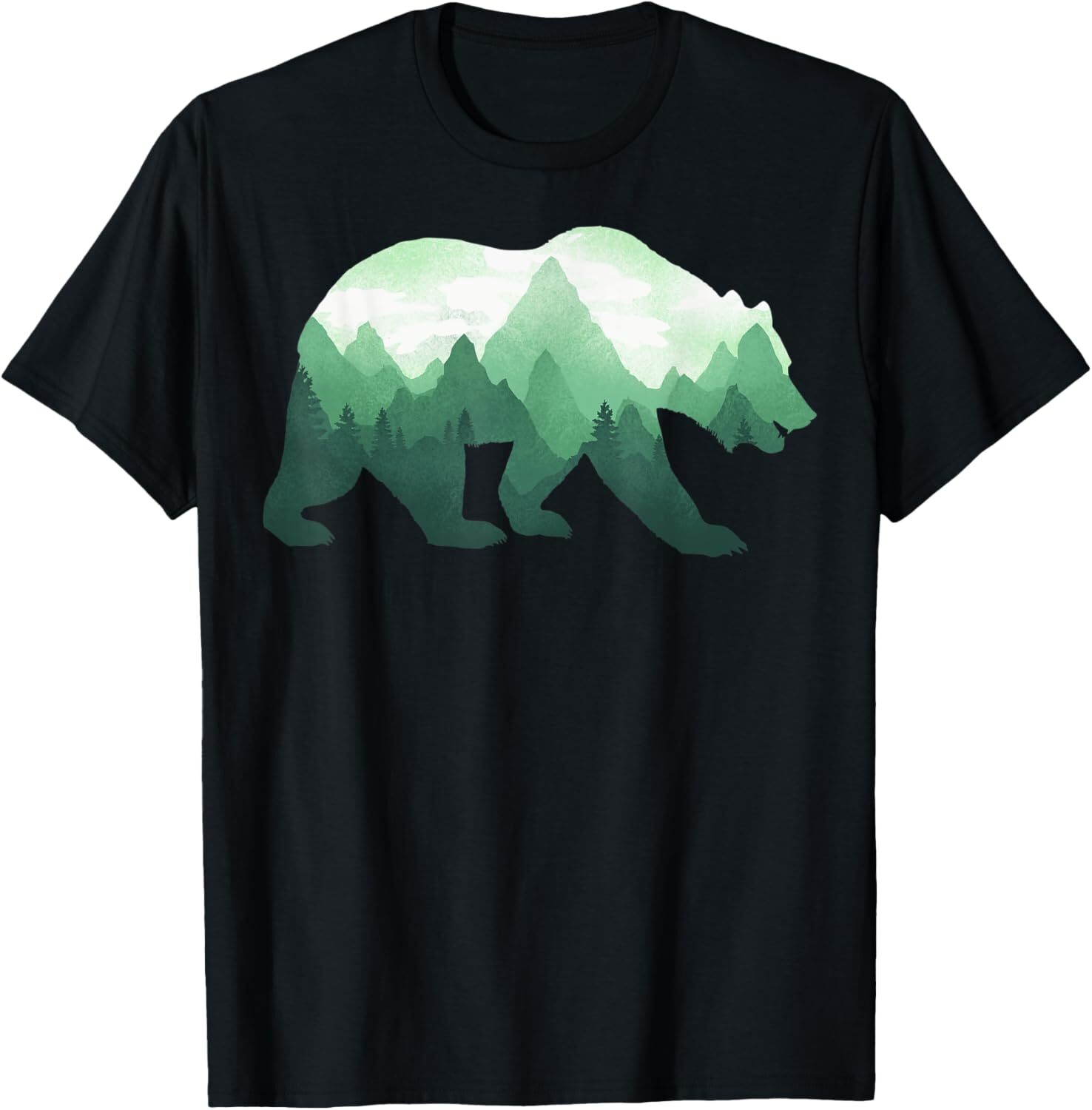 T shirt for Mens Bear Double Exposure Surreal Wildlife Animal Graphic Tee Casual Tops Clothes Short sleeve