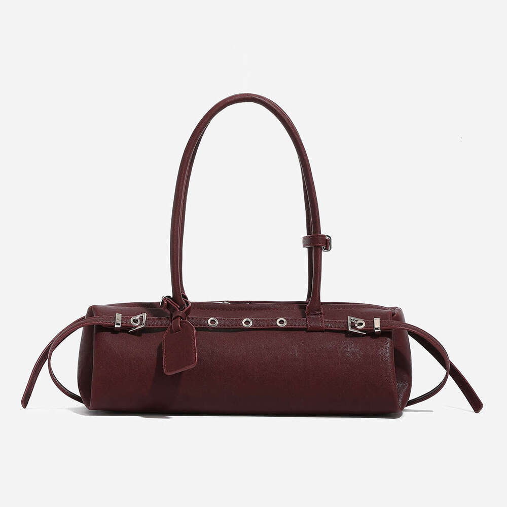 Women's Bags Ladies' shoulder bag, motorcycle sausage bag, new exquisite and versatile handbag, black baguette armpit bag