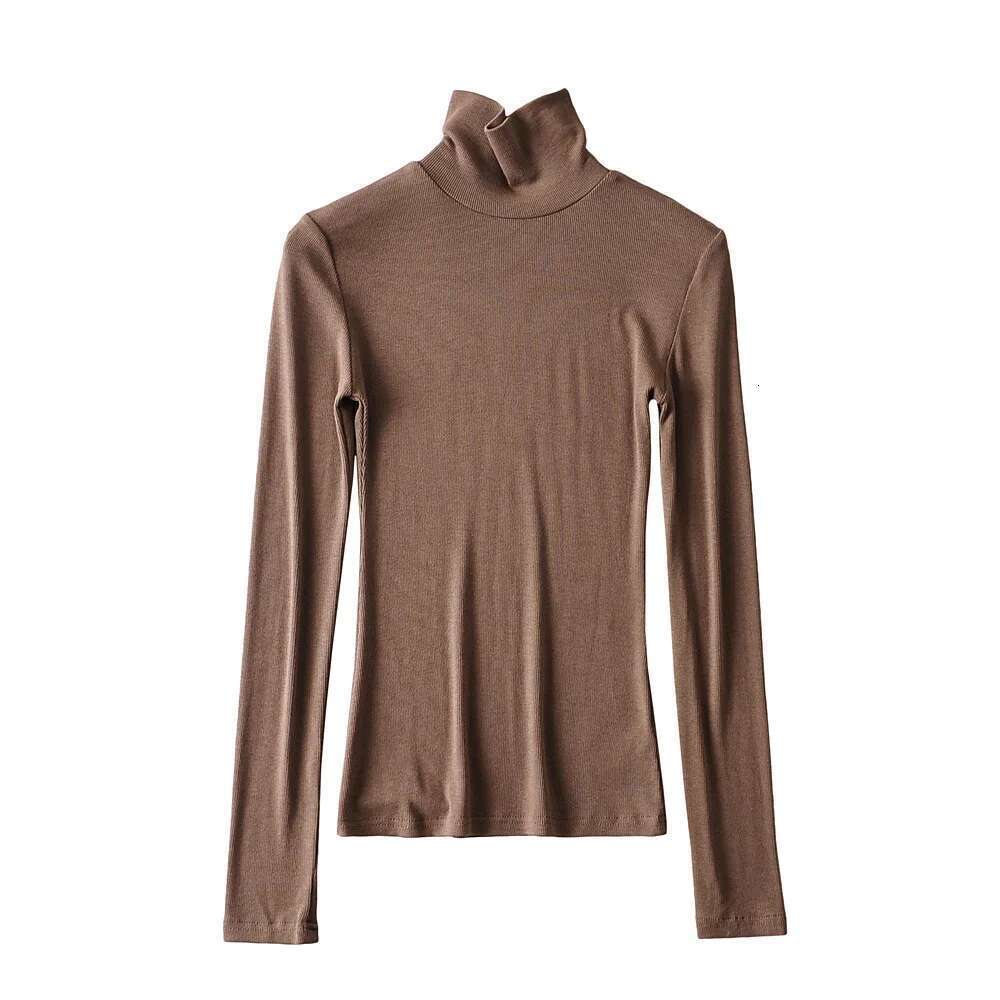 Women's Casual Fashion Slim High-Neck Cotton Long Sleeves Solid Shirt