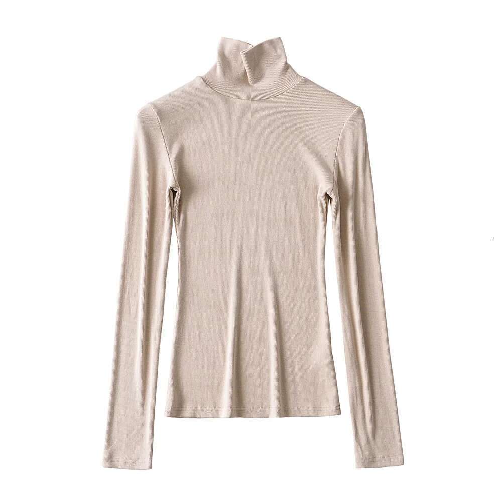 Women's Casual Fashion Slim High-Neck Cotton Long Sleeves Solid Shirt